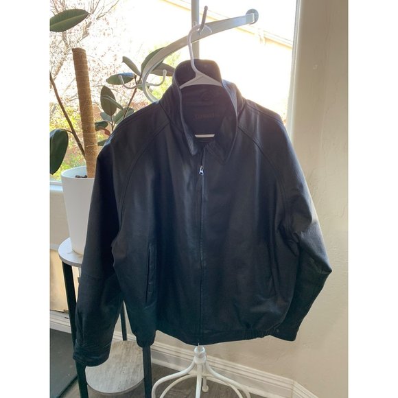 Mens St Johns Bay Black Leather Aviator Jacket Insulated Size Large GUC 6662 - Picture 9 of 13